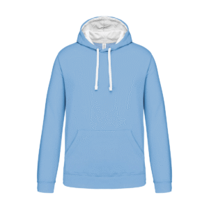 Sweat à capuche bicolore homme coton 280 g/m² — Kariban K446 - Sky Blue / White