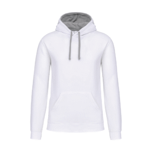 Sweat à capuche bicolore homme coton 280 g/m² — Kariban K446 - White / Fine Grey