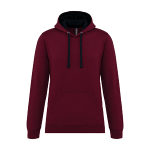 Sweat à capuche bicolore homme coton 280 g/m² — Kariban K446 - Wine / Navy