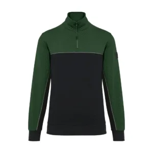 Sweat-shirt col zippé unisexe 280 g/m² — WK. DESIGNED TO WORK WK404 - Black / Forest Green
