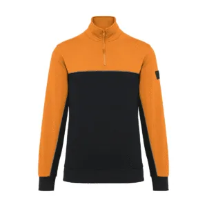 Sweat-shirt col zippé unisexe 280 g/m² — WK. DESIGNED TO WORK WK404 - Black / Orange