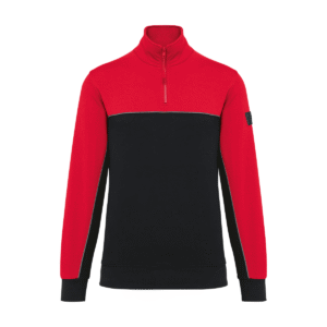 Sweat-shirt col zippé unisexe 280 g/m² — WK. DESIGNED TO WORK WK404 - Black / Red
