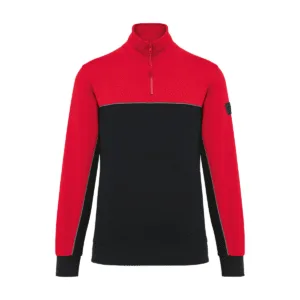 Sweat-shirt col zippé unisexe 280 g/m² — WK. DESIGNED TO WORK WK404 - Black / Red