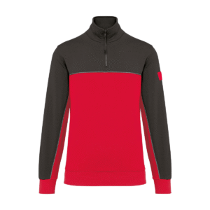 Sweat-shirt col zippé unisexe 280 g/m² — WK. DESIGNED TO WORK WK404 - Red / Dark Grey
