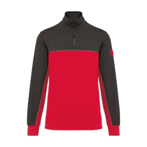 Sweat-shirt col zippé unisexe 280 g/m² — WK. DESIGNED TO WORK WK404 - Red / Dark Grey
