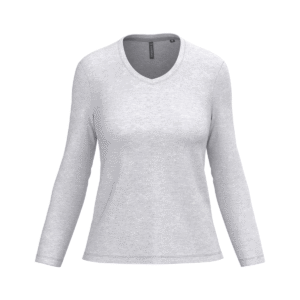T-shirt col V femme manches longues coton 180 g/m² — Kariban K382 - Ash Heather