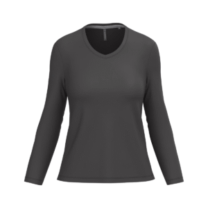 T-shirt col V femme manches longues coton 180 g/m² — Kariban K382 - Dark Grey