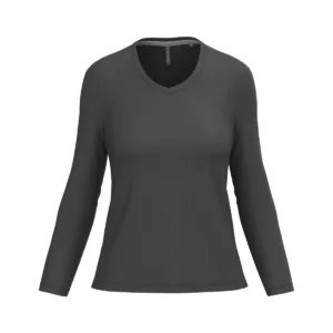T-shirt col V femme manches longues coton 180 g/m² — Kariban K382 - Dark Grey