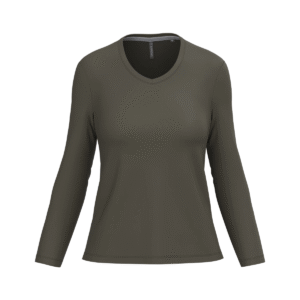 T-shirt col V femme manches longues coton 180 g/m² — Kariban K382 - Dark Khaki