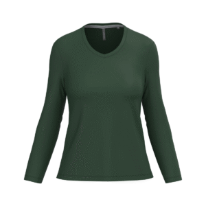 T-shirt col V femme manches longues coton 180 g/m² — Kariban K382 - Forest Green