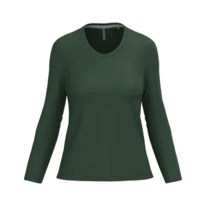 T-shirt col V femme manches longues coton 180 g/m² — Kariban K382 - Forest Green
