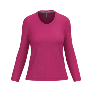 T-shirt col V femme manches longues coton 180 g/m² — Kariban K382 - Fuchsia