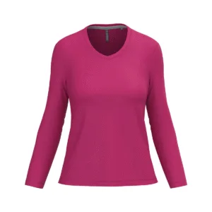 T-shirt col V femme manches longues coton 180 g/m² — Kariban K382 - Fuchsia