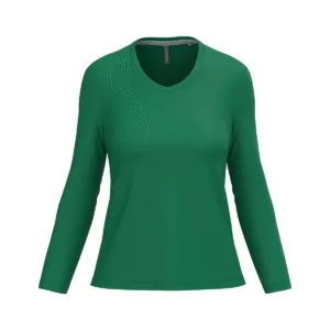 T-shirt col V femme manches longues coton 180 g/m² — Kariban K382 - Kelly Green