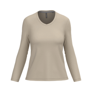 T-shirt col V femme manches longues coton 180 g/m² — Kariban K382 - Light Sand