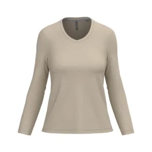 T-shirt col V femme manches longues coton 180 g/m² — Kariban K382 - Light Sand