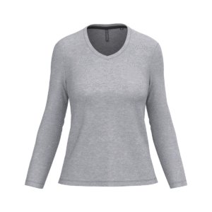 T-shirt col V femme manches longues coton 180 g/m² — Kariban K382 - Oxford Grey