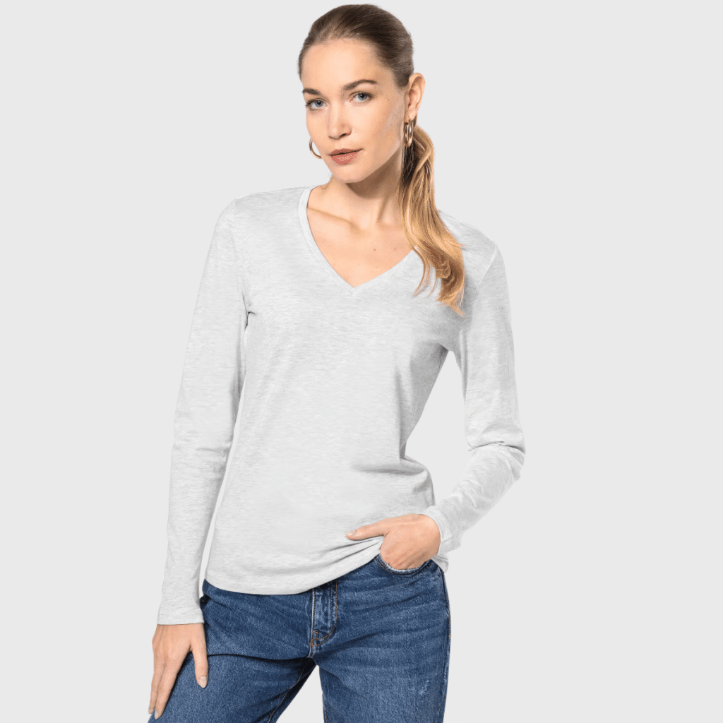 T-shirt col V femme manches longues coton 180 g/m² — Kariban K382