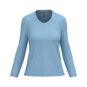 T-shirt col V femme manches longues coton 180 g/m² — Kariban K382 - Sky Blue