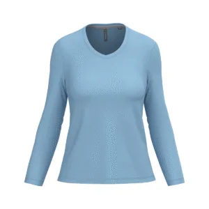 T-shirt col V femme manches longues coton 180 g/m² — Kariban K382 - Sky Blue