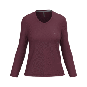 T-shirt col V femme manches longues coton 180 g/m² — Kariban K382 - Wine