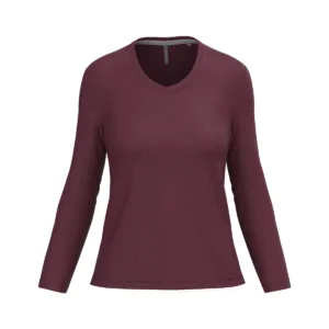T-shirt col V femme manches longues coton 180 g/m² — Kariban K382 - Wine