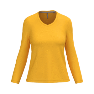 T-shirt col V femme manches longues coton 180 g/m² — Kariban K382 - Yellow