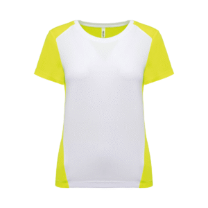 T-shirt de sport bicolore femme polyester recyclé 130 g/m² — Proact PA4015 - White/Fluorescent Yellow